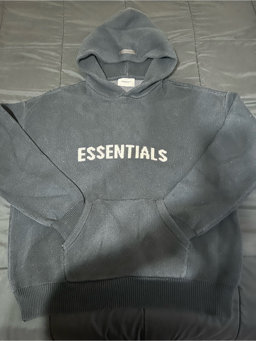 Essentials Charcoal Hoodie with White ESSENTIALS Logo
